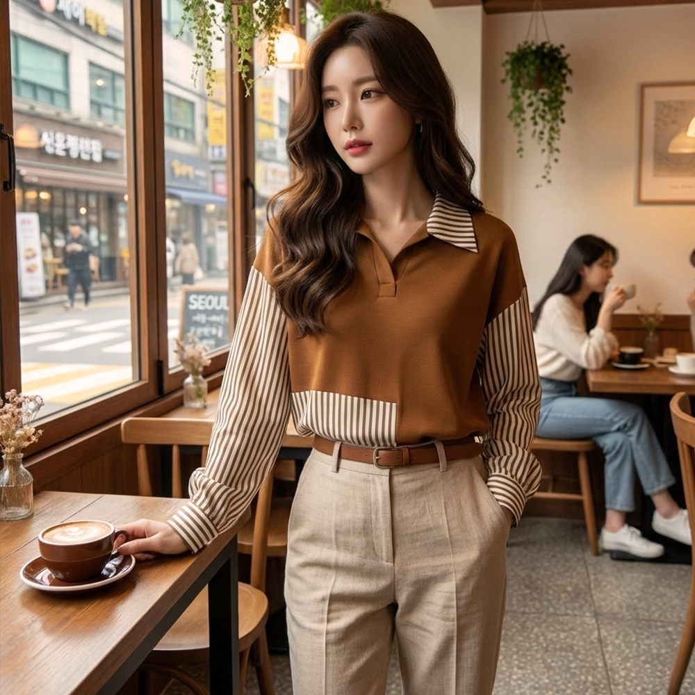 韓版拼接個性上衣