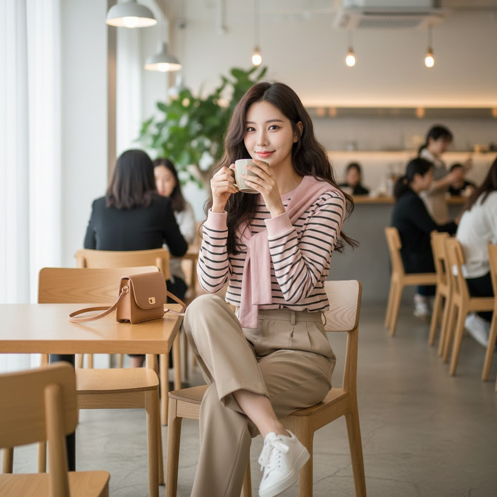 慵懶風披肩條紋上衣