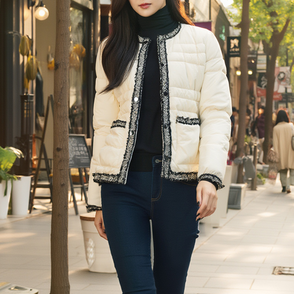 小香編織滾邊羽絨外套