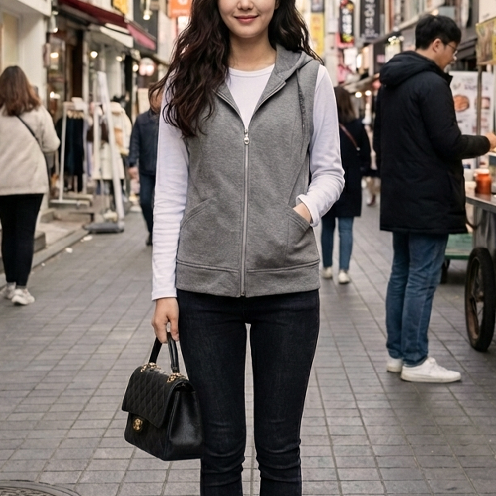 簡約輕盈連帽背心外套