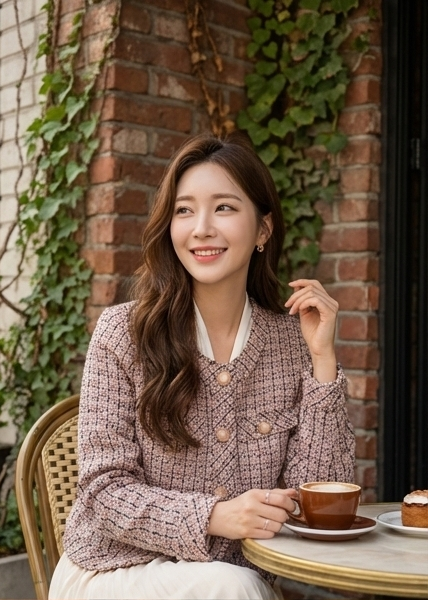 粉系粗花呢小香風外套