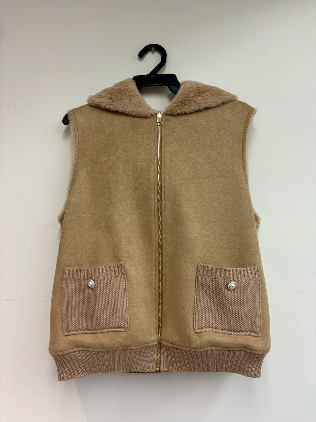 麂皮感毛絨背心外套