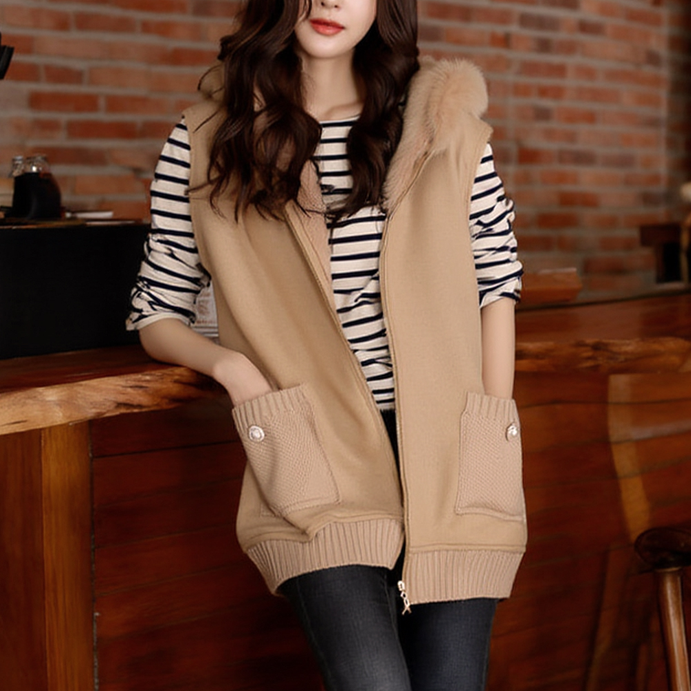 麂皮感毛絨背心外套