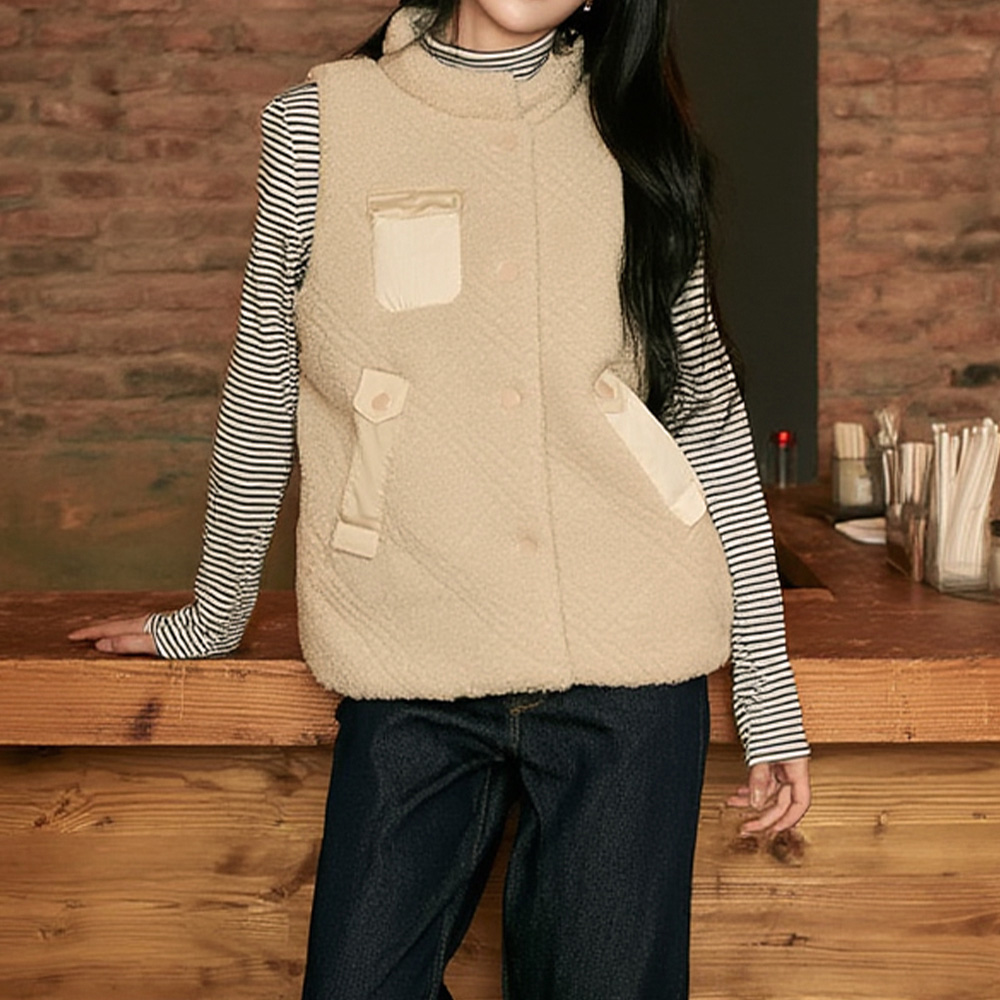 立領羊羔絨背心外套