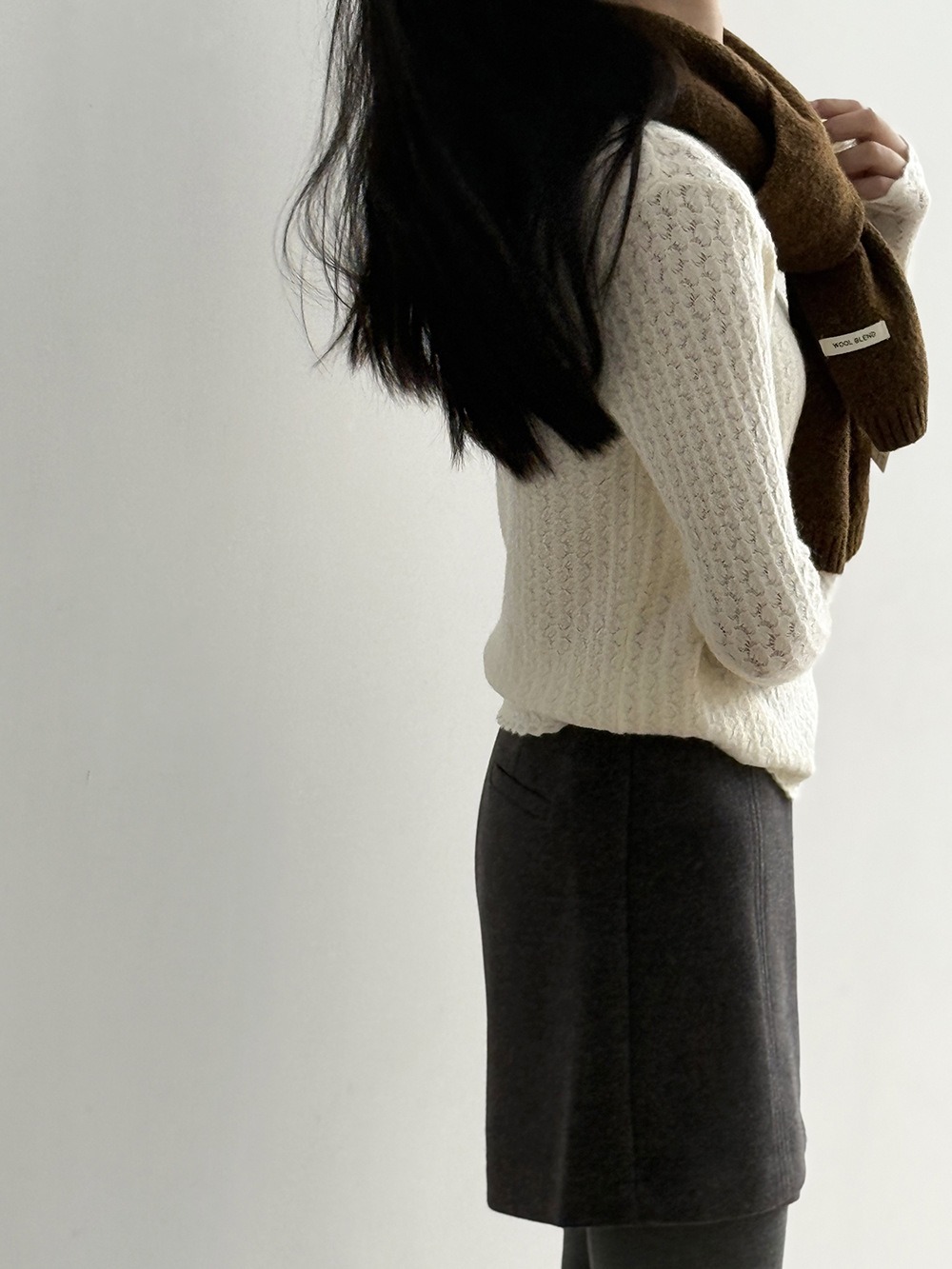 半高領蕾絲針織上衣