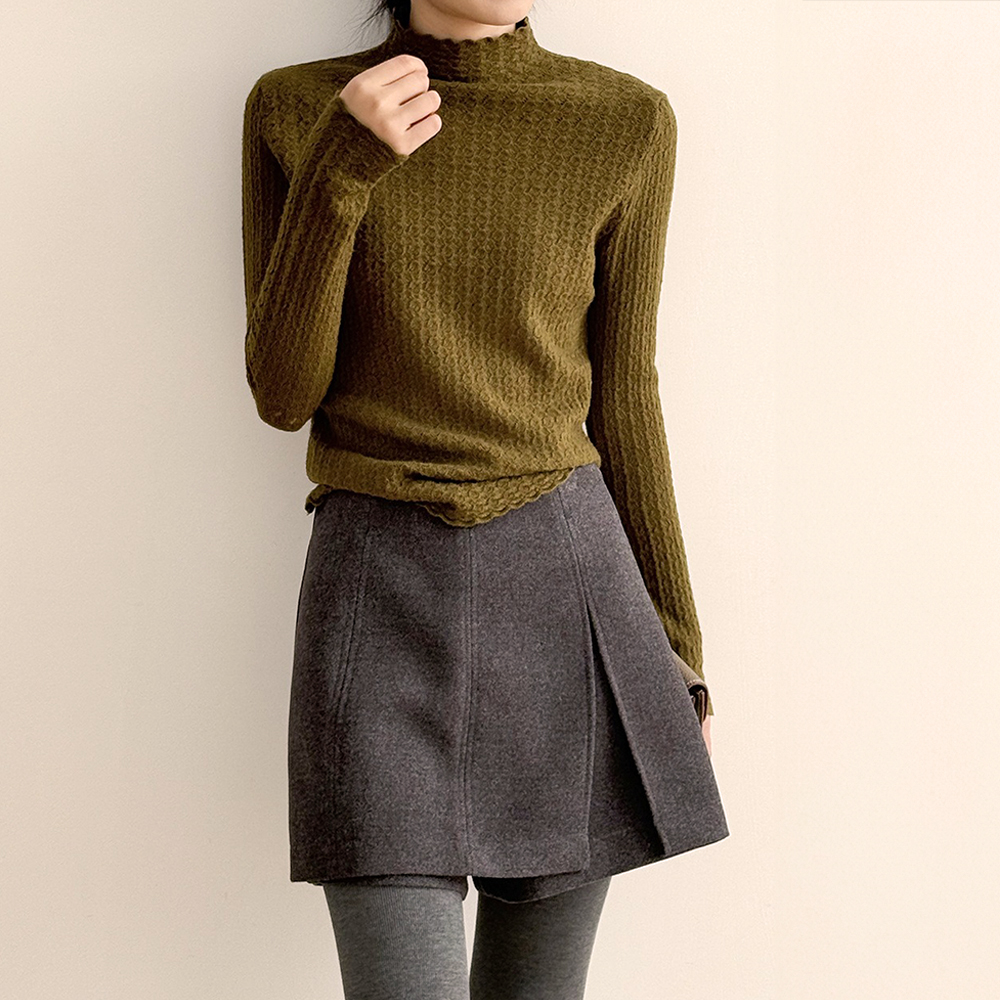 半高領蕾絲針織上衣