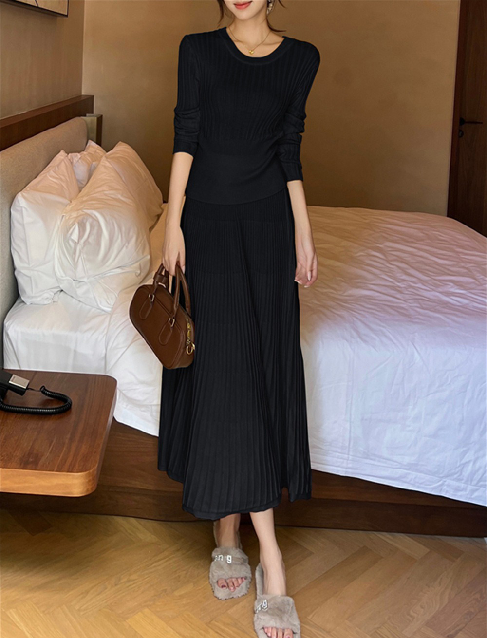 針織溫柔風長裙套裝