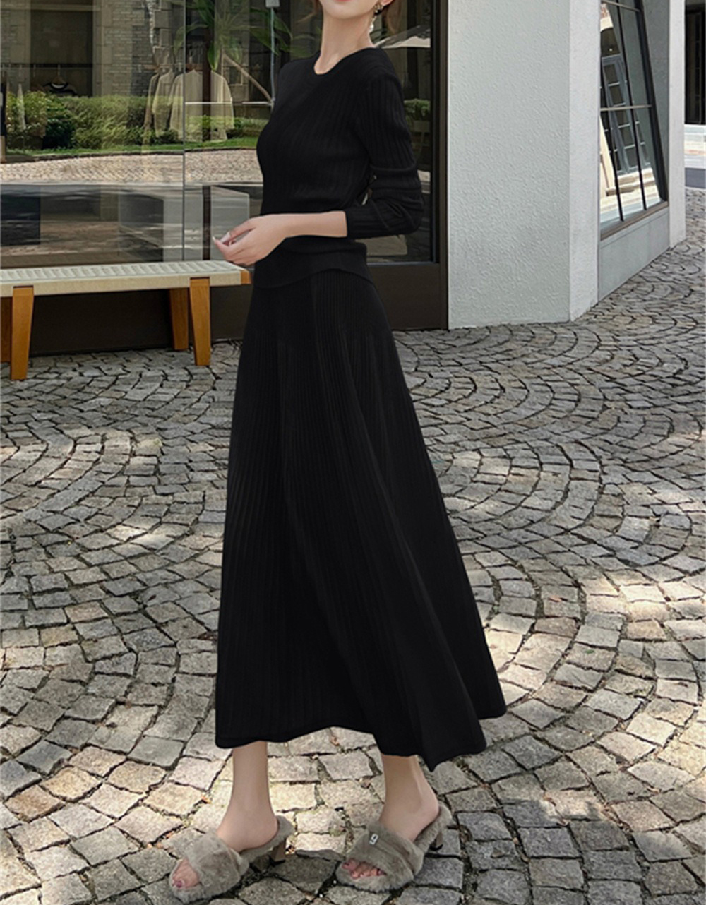 針織溫柔風長裙套裝