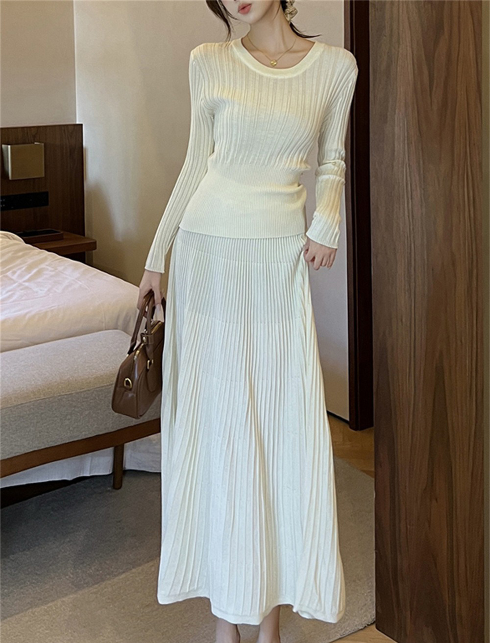 針織溫柔風長裙套裝