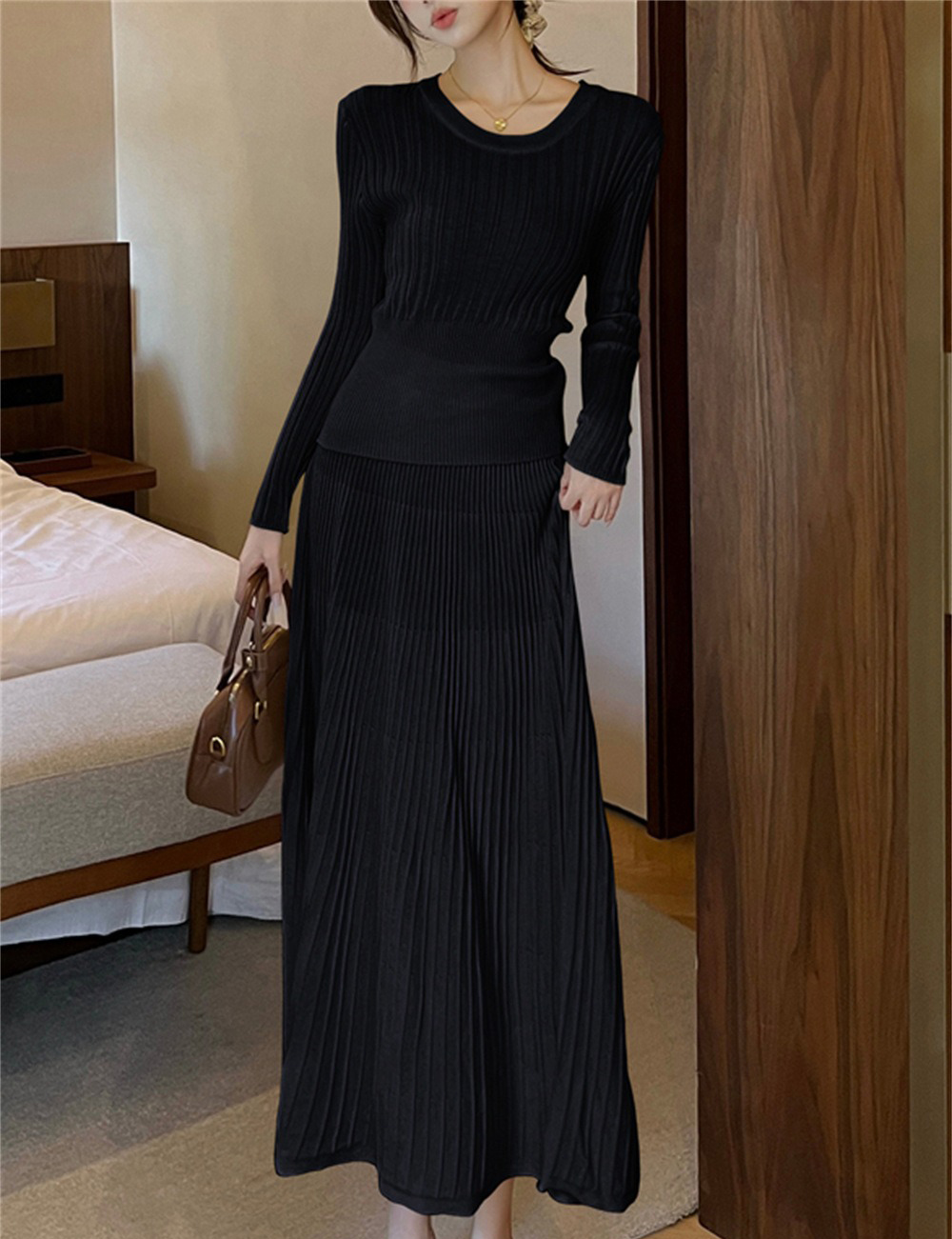 針織溫柔風長裙套裝