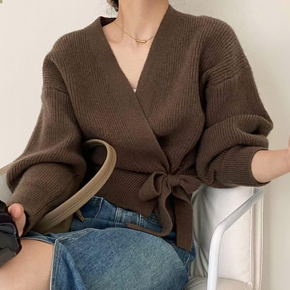 蝴蝶結綁帶針織上衣