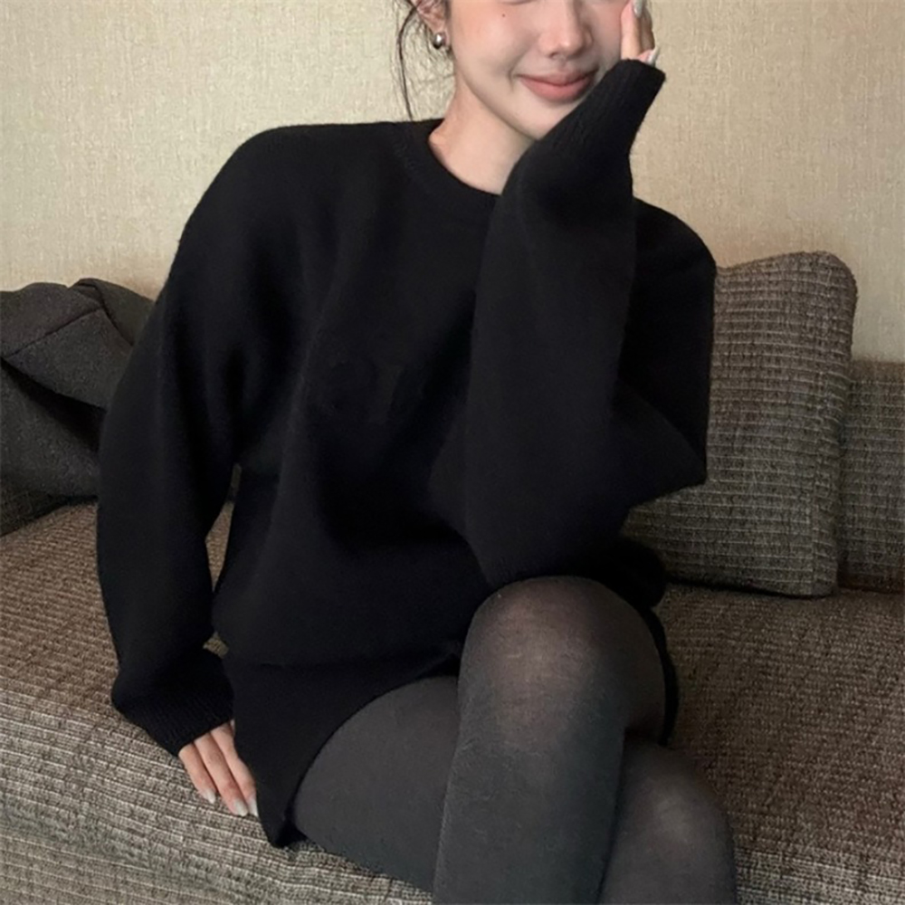 字母壓印針織短裙套裝