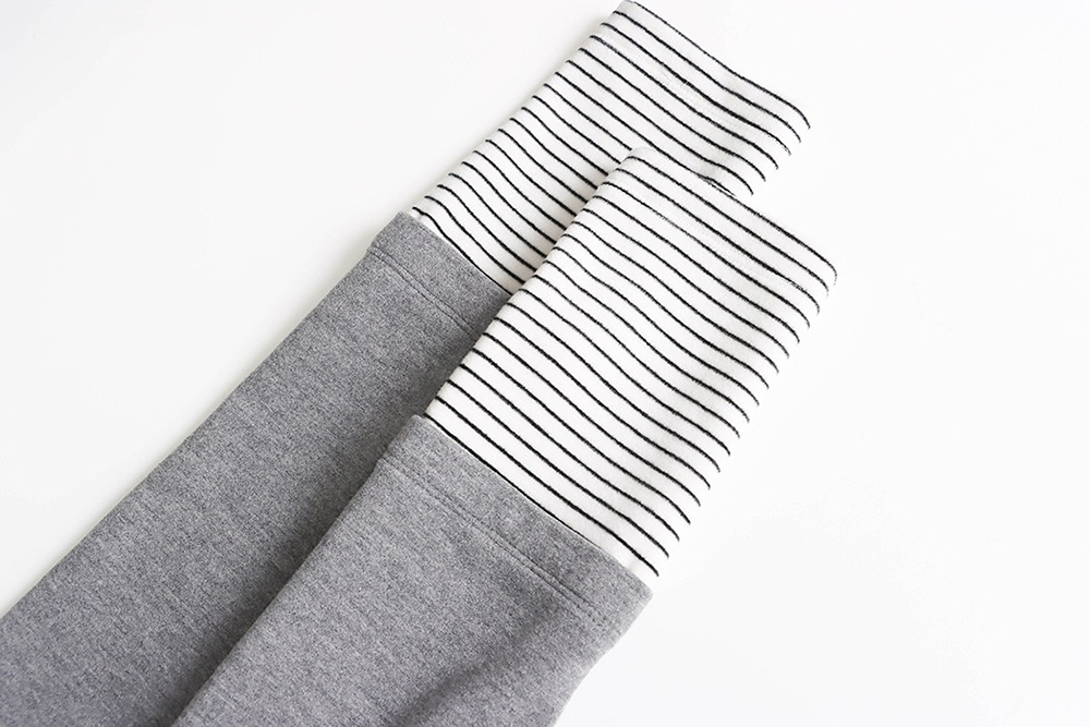 側抓皺條紋拼接上衣