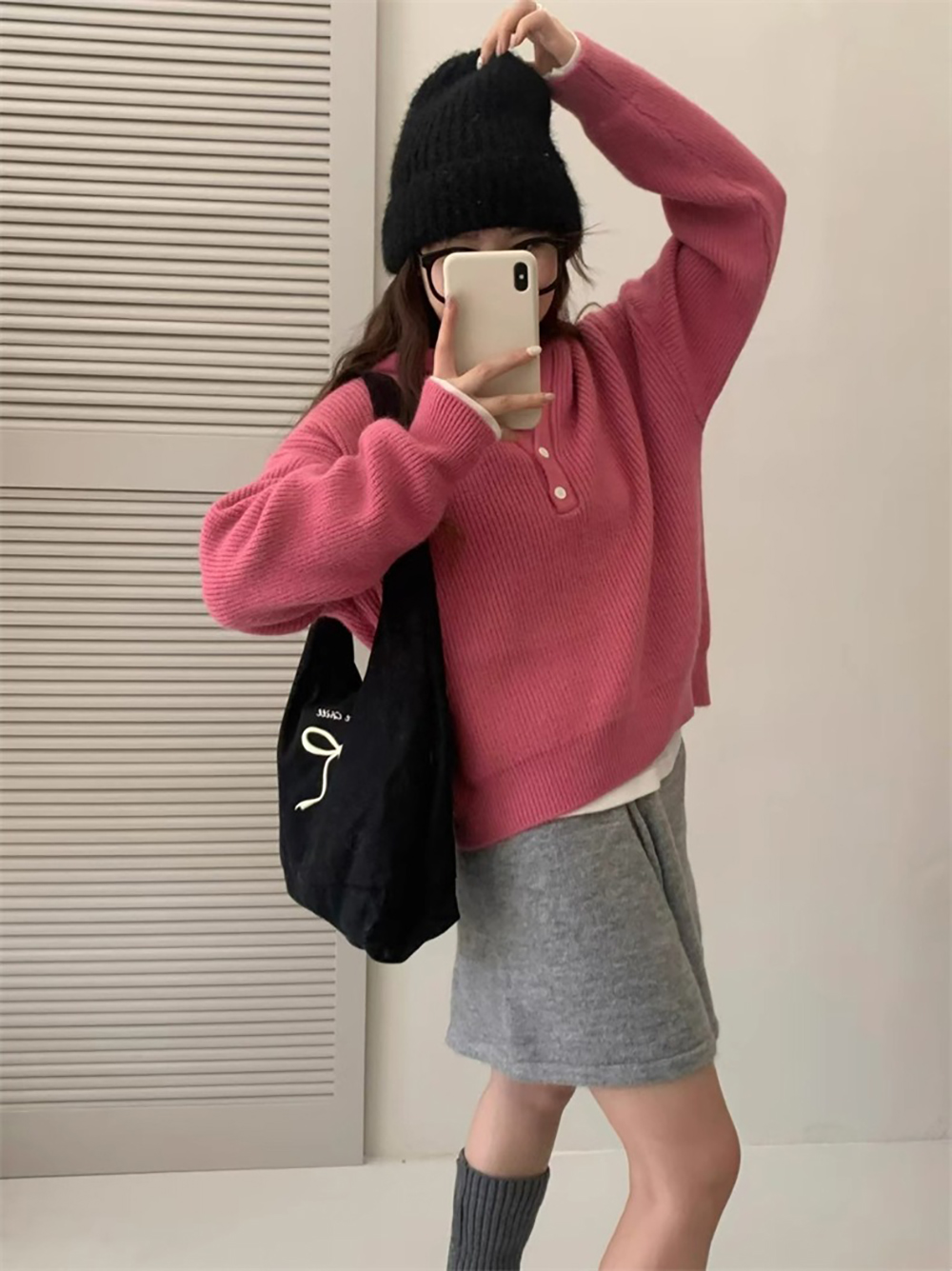 糖果色連帽針織上衣