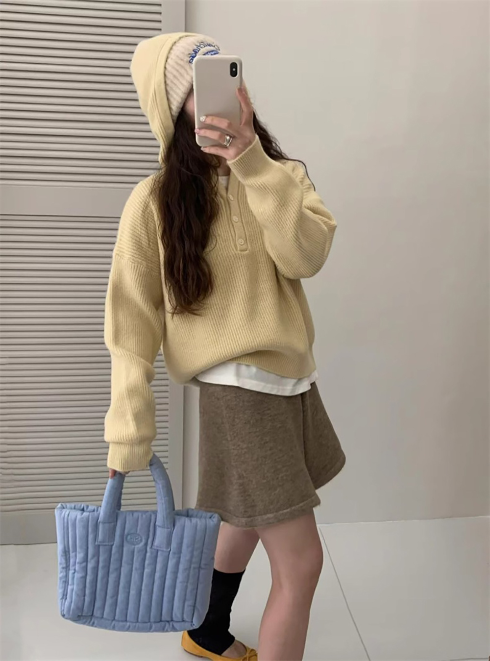 糖果色連帽針織上衣