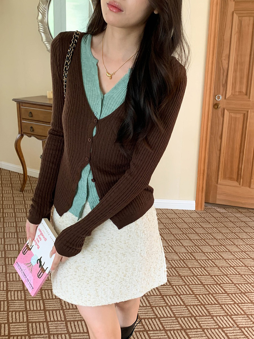 層次感假兩件針織上衣