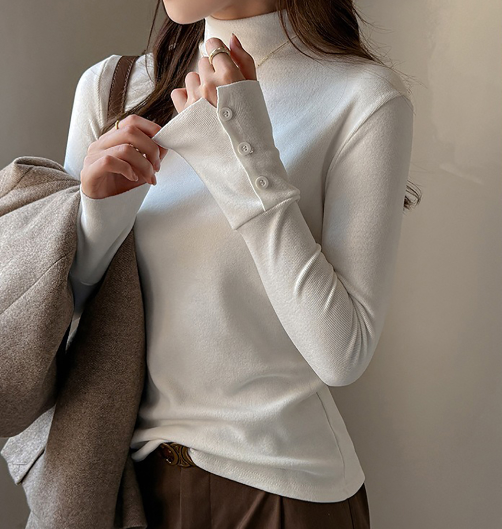 仿羊絨半高領打底上衣