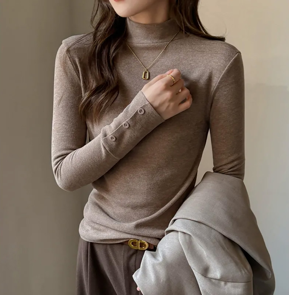 仿羊絨半高領打底上衣