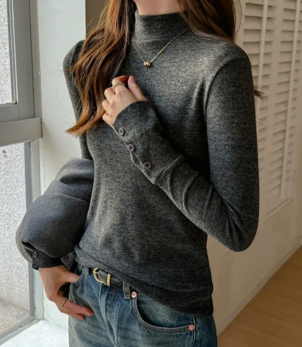 仿羊絨半高領打底上衣
