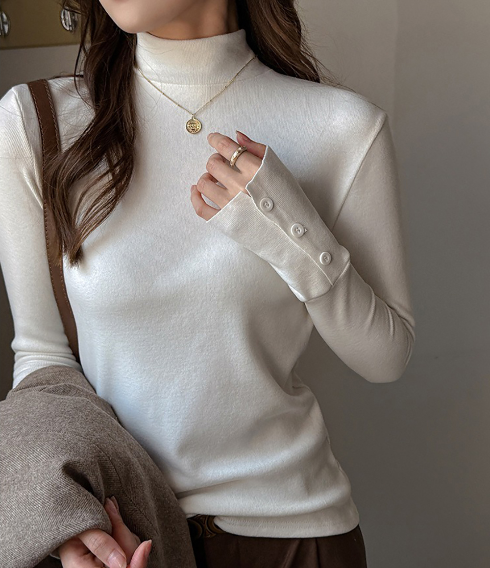 仿羊絨半高領打底上衣