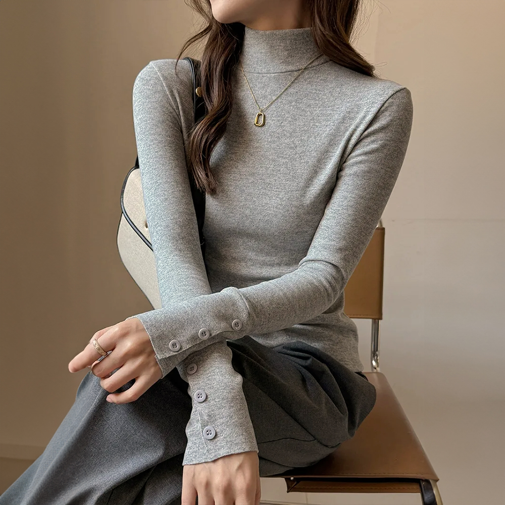 仿羊絨半高領打底上衣