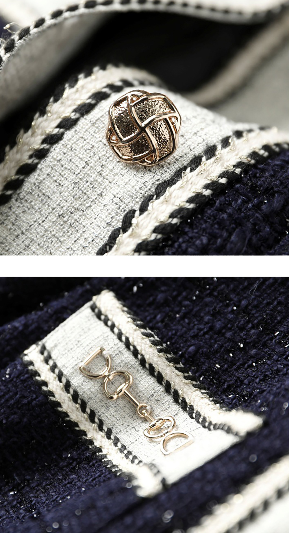 優雅拼色小香風外套