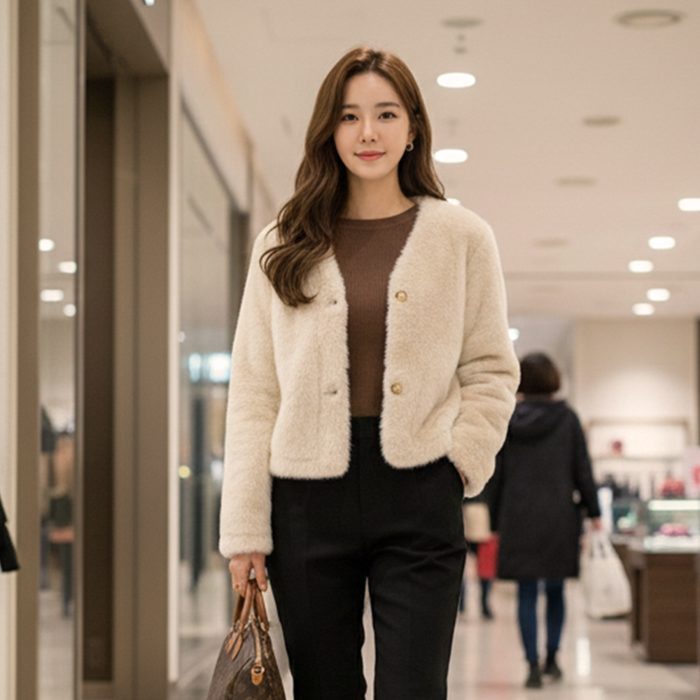 溫柔系金貂絨V領外套