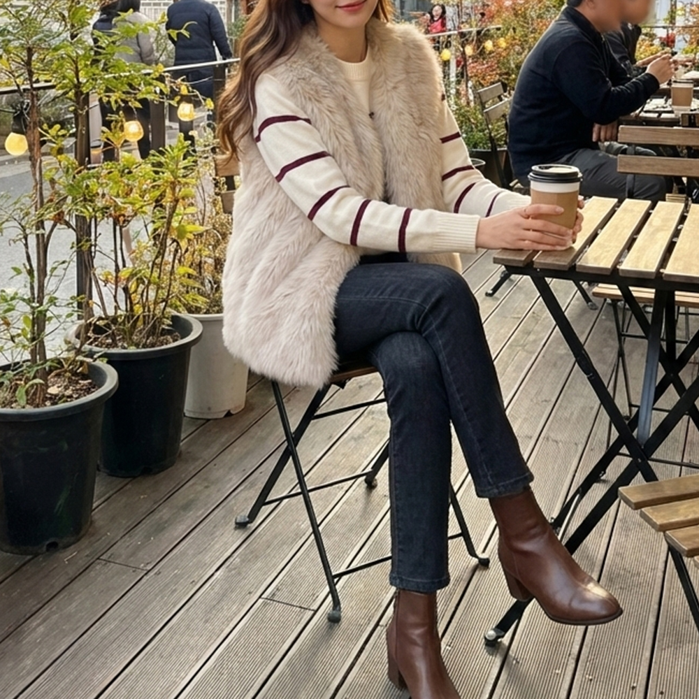 名媛風仿皮草背心外套