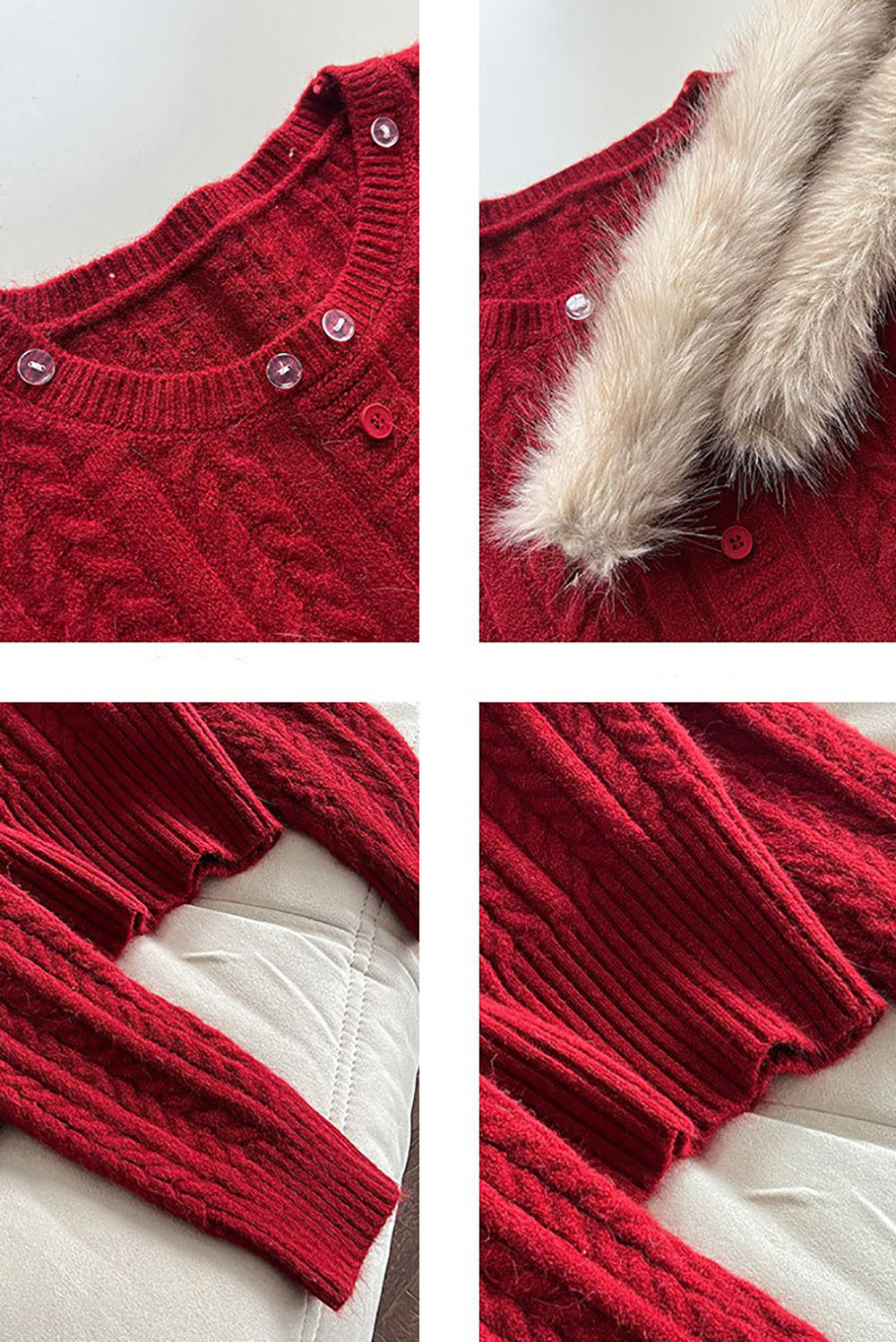 氛圍感毛領針織上衣