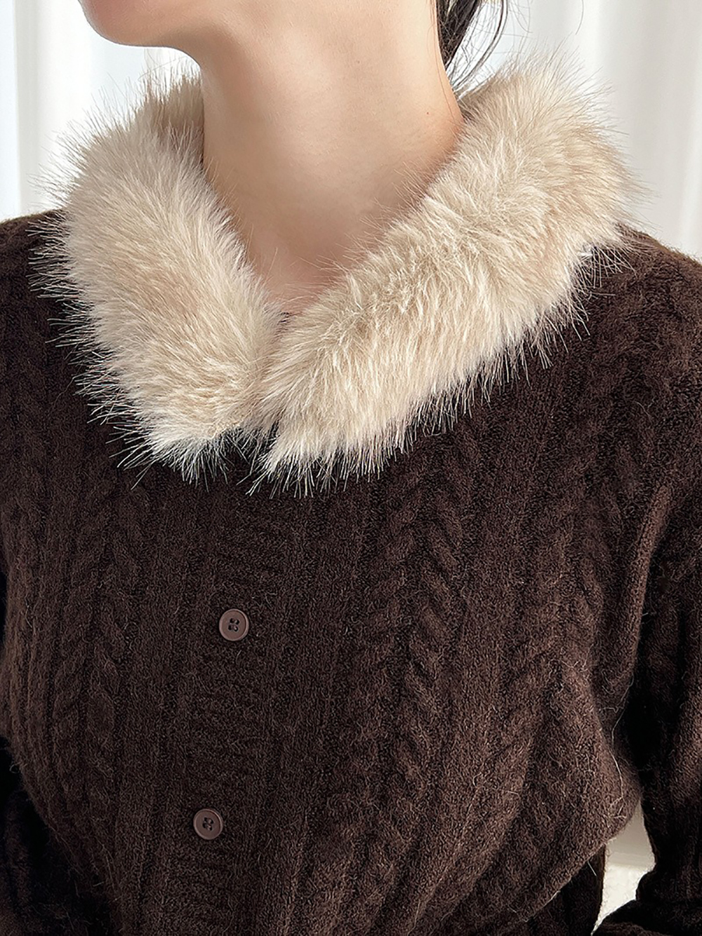 氛圍感毛領針織上衣