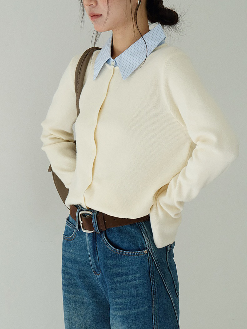 拼接假兩件針織上衣