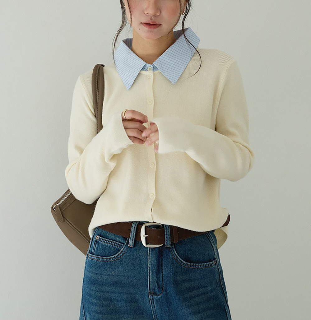 拼接假兩件針織上衣