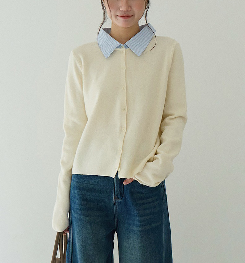 拼接假兩件針織上衣