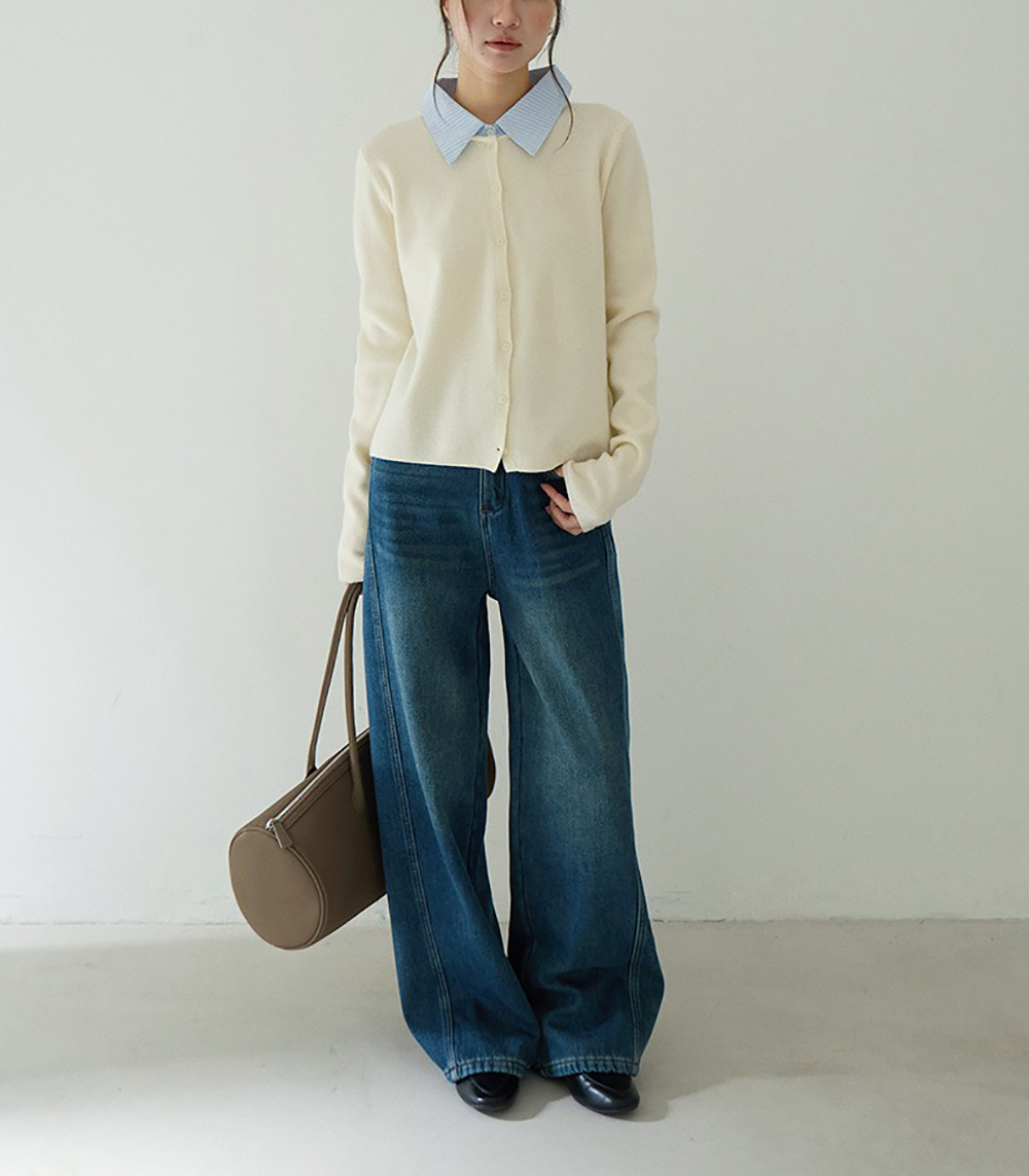 拼接假兩件針織上衣