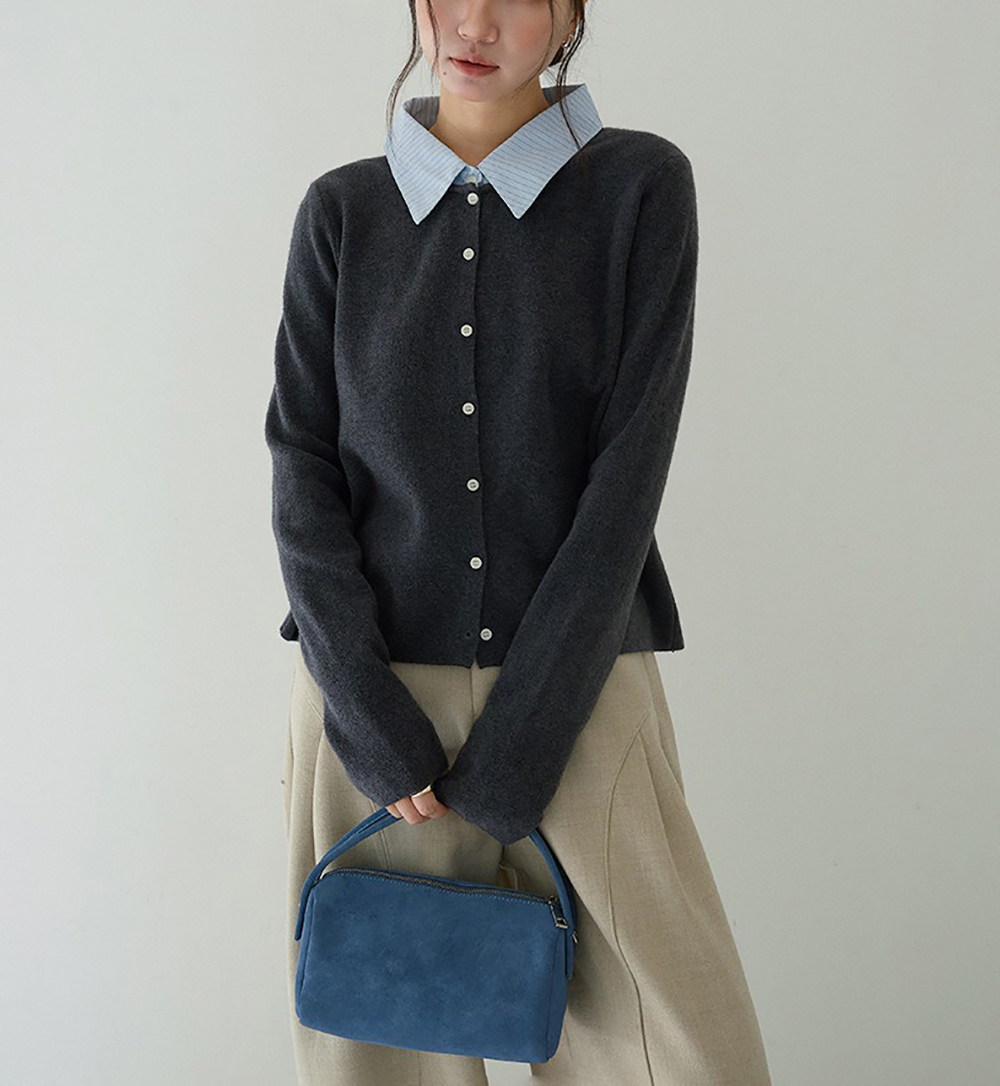 拼接假兩件針織上衣