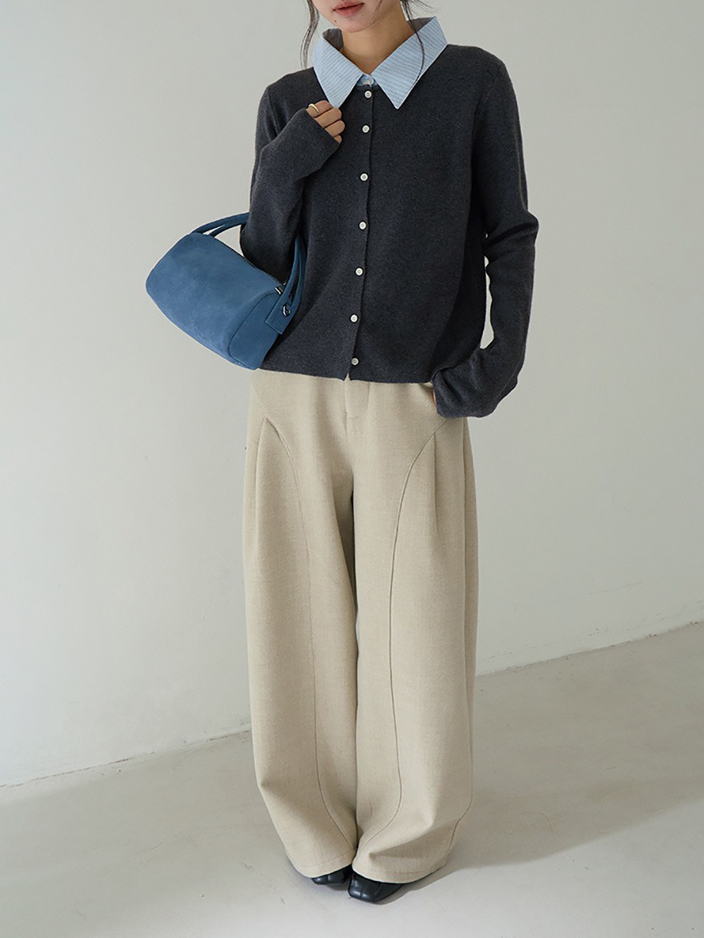 拼接假兩件針織上衣