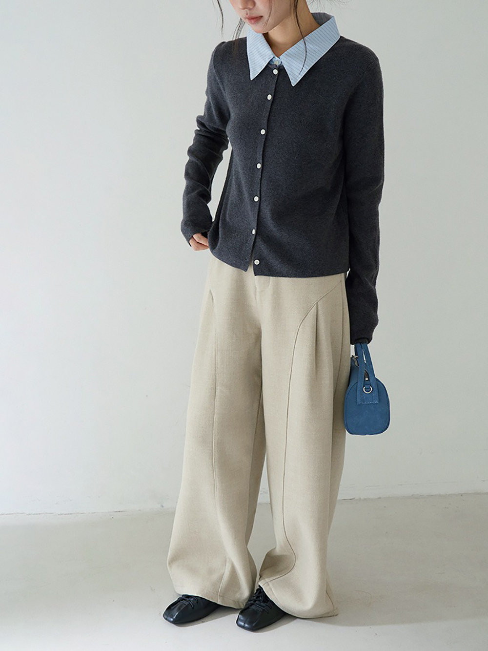 拼接假兩件針織上衣