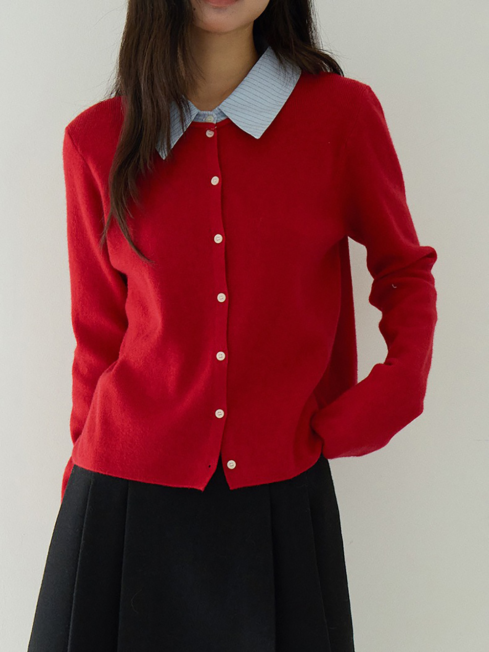 拼接假兩件針織上衣