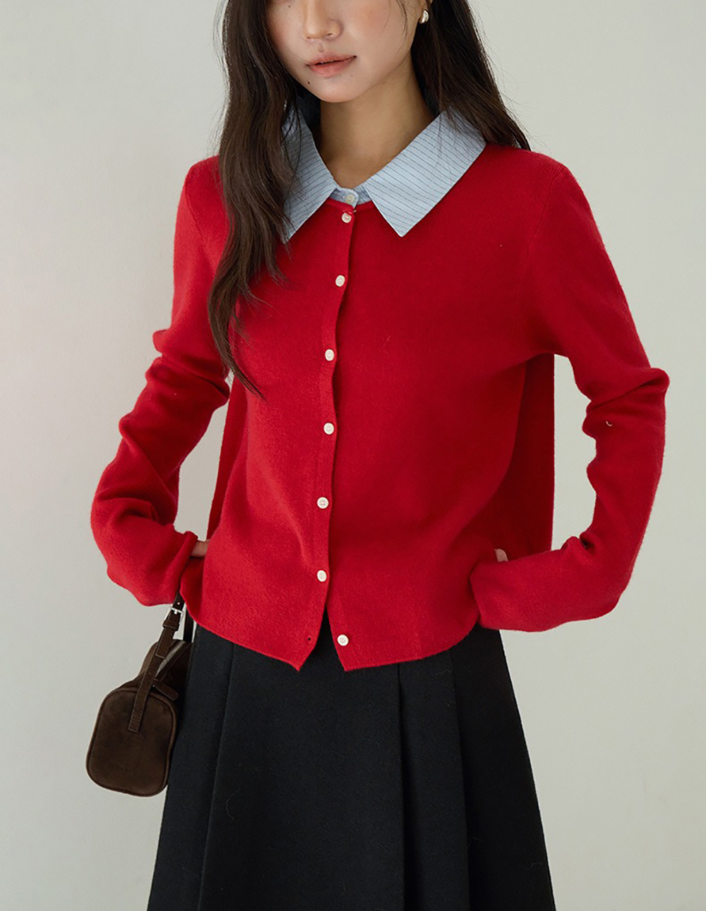 拼接假兩件針織上衣