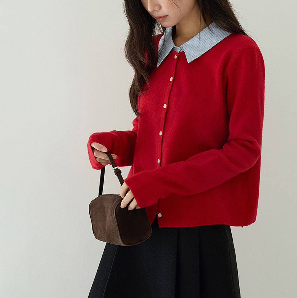 拼接假兩件針織上衣