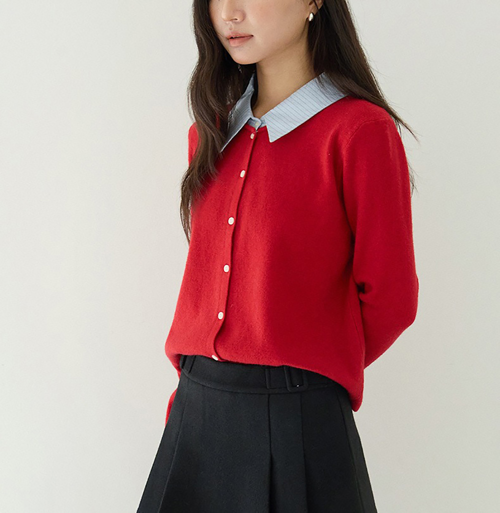 拼接假兩件針織上衣