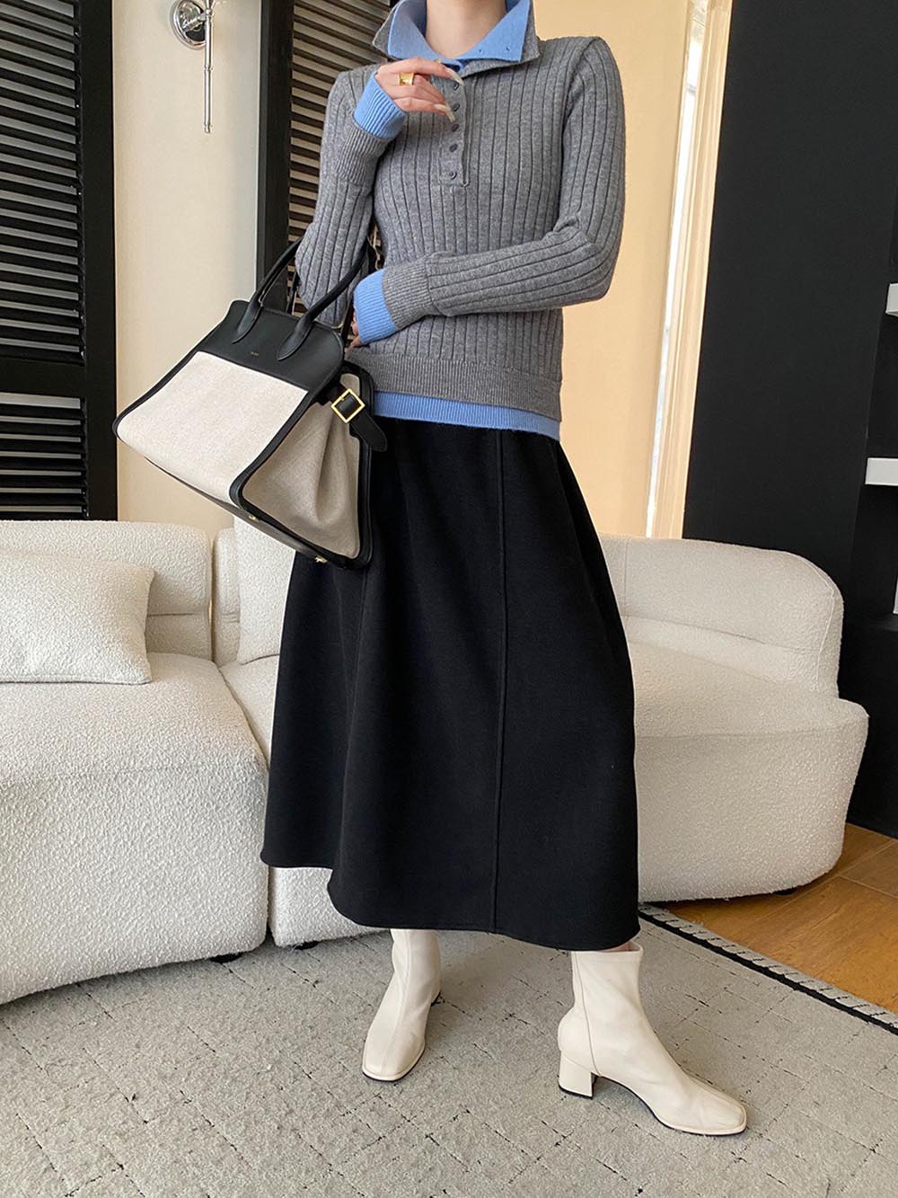 假兩件修身針織上衣,evaviva,4N-ZA9163,假兩件修身針織上衣,領500,999免運