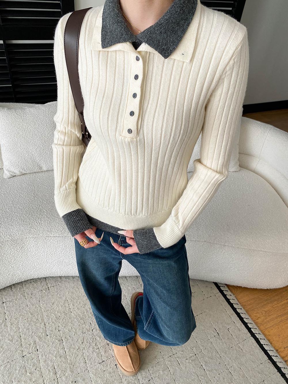 假兩件修身針織上衣,evaviva,4N-ZA9163,假兩件修身針織上衣,領500,999免運