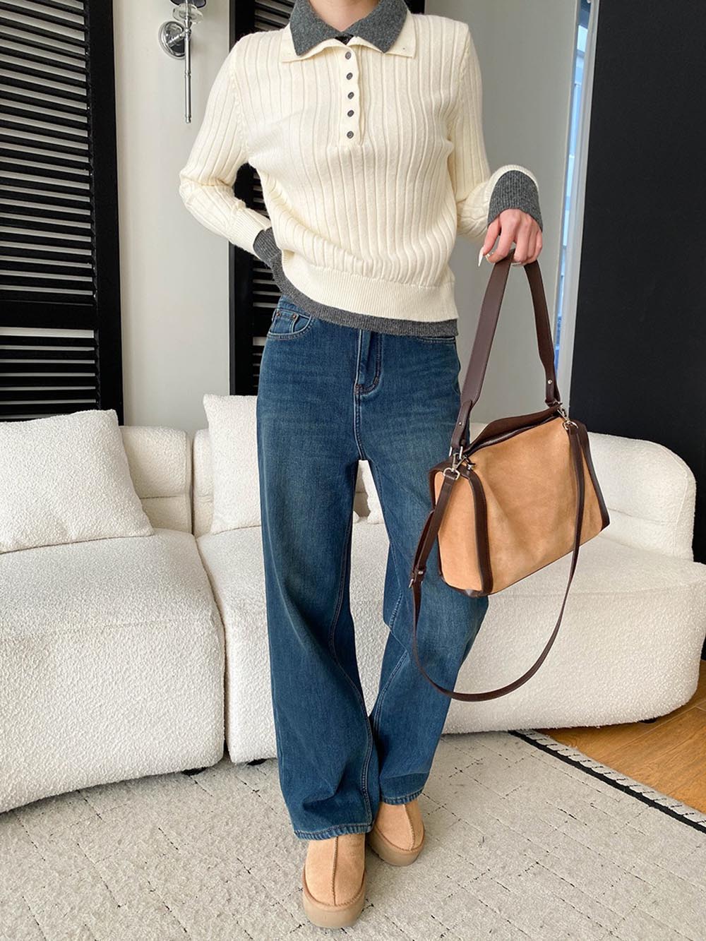 假兩件修身針織上衣,evaviva,4N-ZA9163,假兩件修身針織上衣,領500,999免運