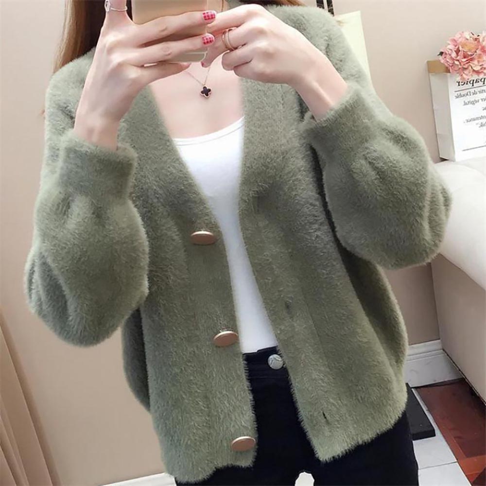 仿水貂絨V領針織外套,evaviva,8C-GB7306,仿水貂絨V領針織外套,領500,999免運