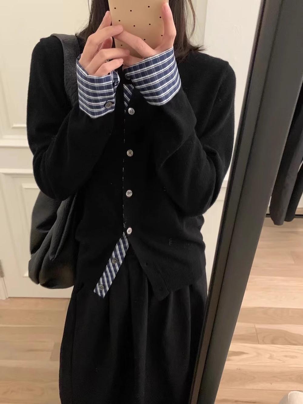 格紋拼接設計針織外套,evaviva,8C-GN7303,格紋拼接設計針織外套,領500,999免運