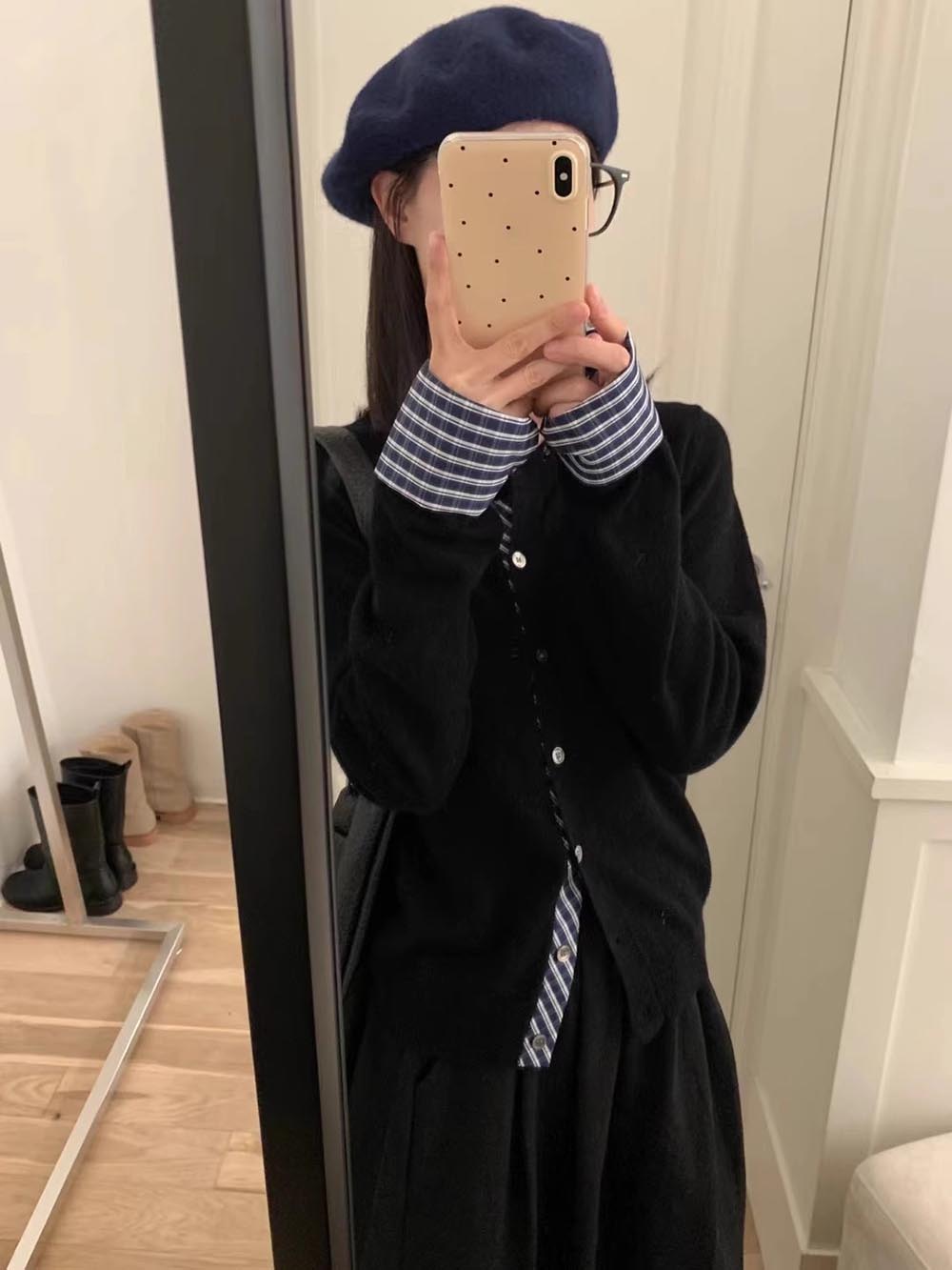 格紋拼接設計針織外套,evaviva,8C-GN7303,格紋拼接設計針織外套,領500,999免運