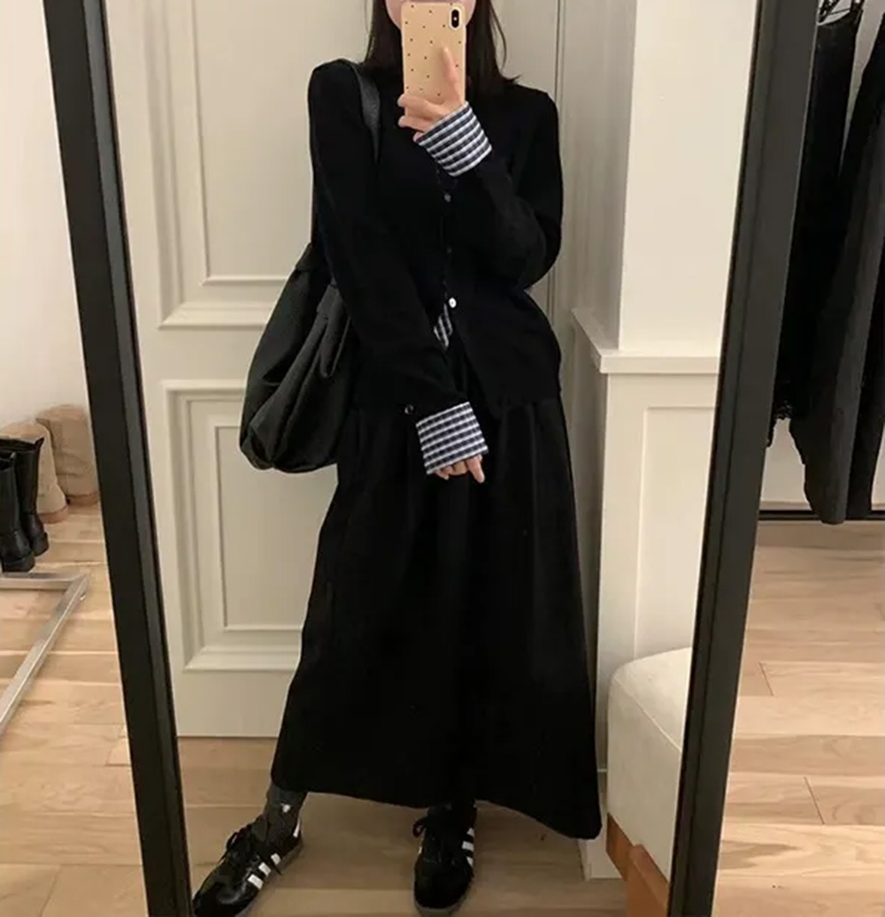 格紋拼接設計針織外套,evaviva,8C-GN7303,格紋拼接設計針織外套,領500,999免運