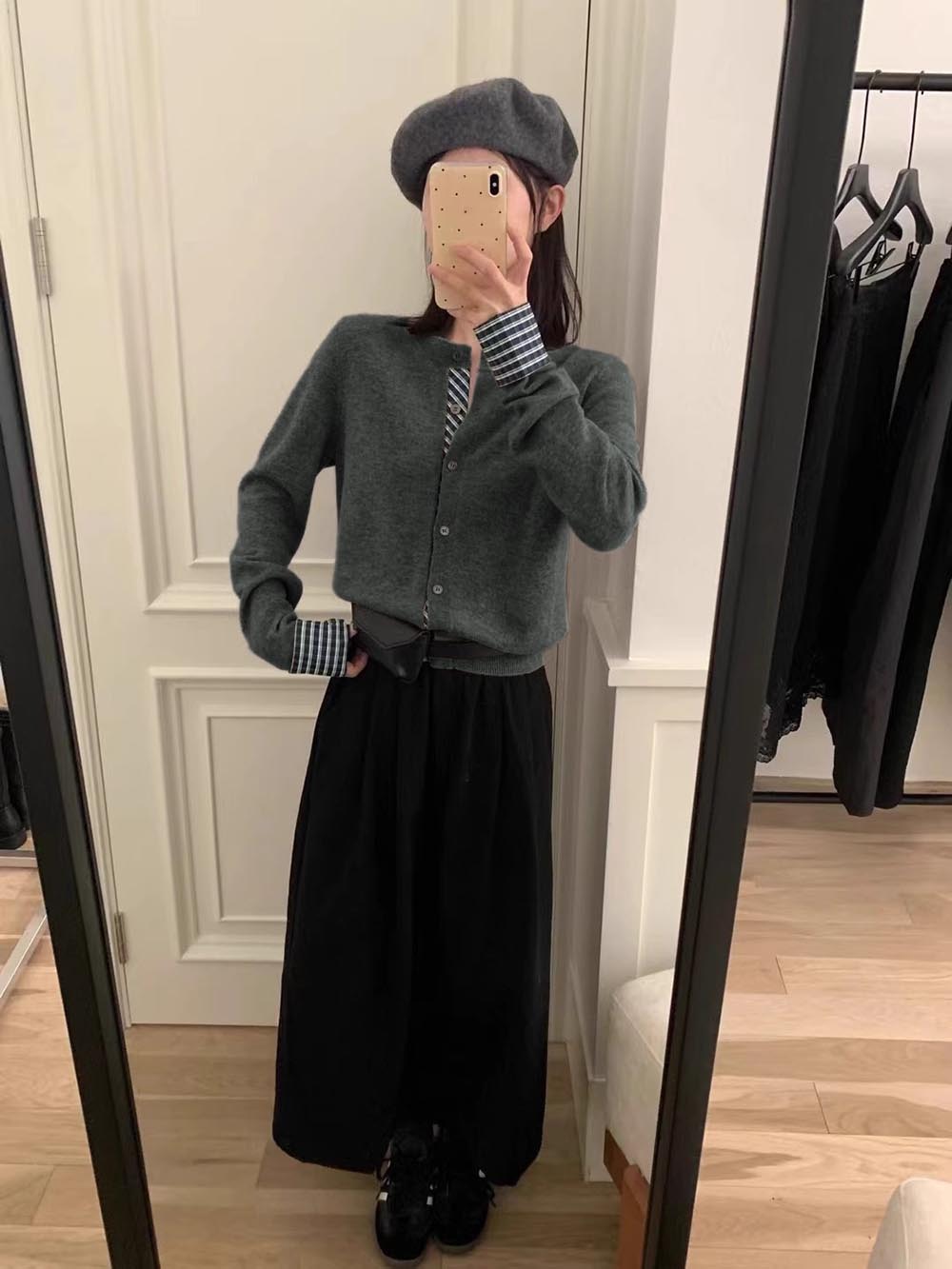 格紋拼接設計針織外套,evaviva,8C-GN7303,格紋拼接設計針織外套,領500,999免運