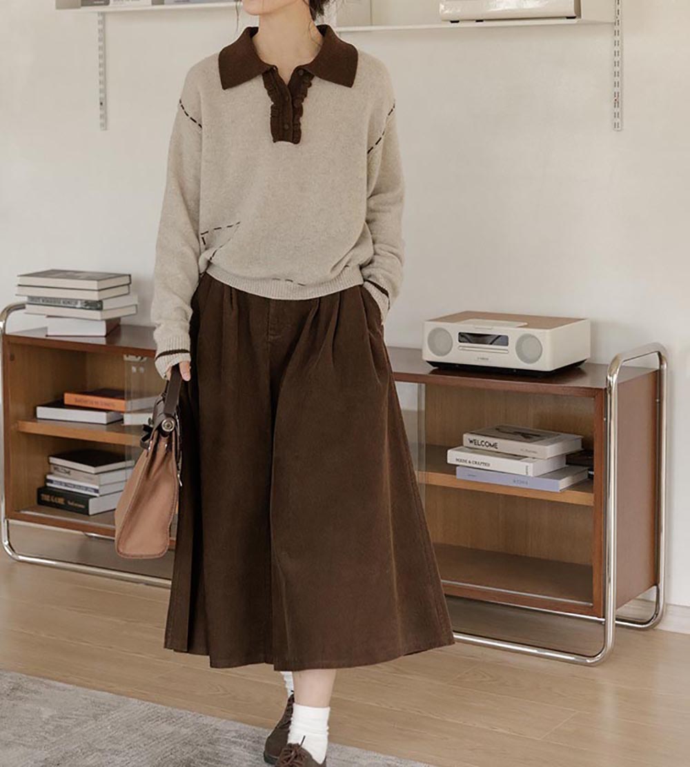 翻領縫線設計針織上衣,evaviva,8C-GO7305,翻領縫線設計針織上衣,領500,999免運